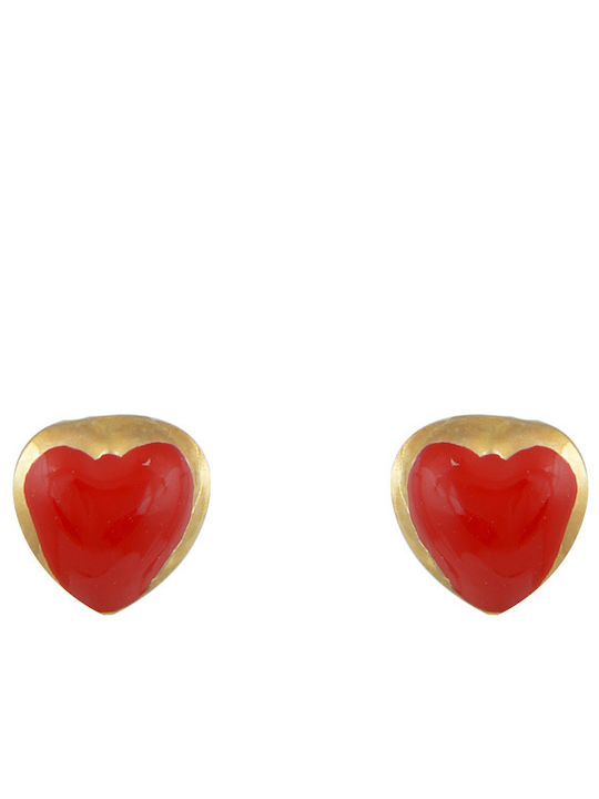 Papoulidis Jewellery Επιχρυσωμένα Παιδικά Σκουλαρίκια Καρφωτά Καρδιά από Ασήμι