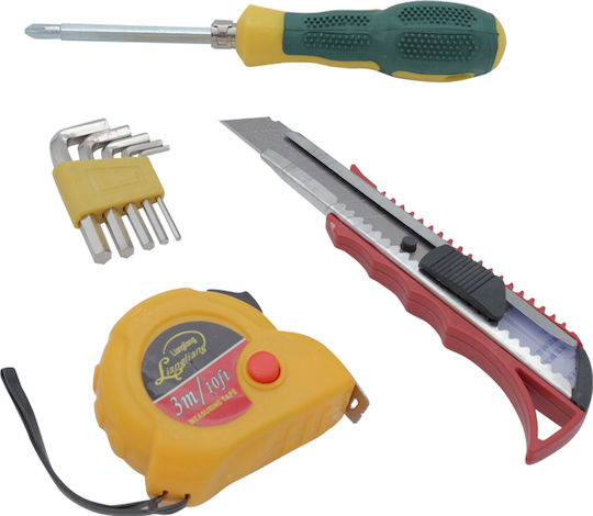 Uncle George 03.02.00-0015 Handwerkzeug-Set 3m Meter, magnetische Querstange 18cm lang, 15cm Zahnseide und Inbus-Set 2-6mm 4Stück