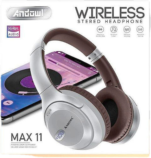 Andowl Q-MAX11 Bluetooth Wireless On Ear Headphones with Radio with 8 hours of Operation Silver