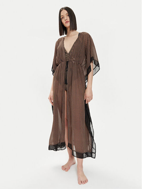 Selmark Women's Kimono Beachwear Brown