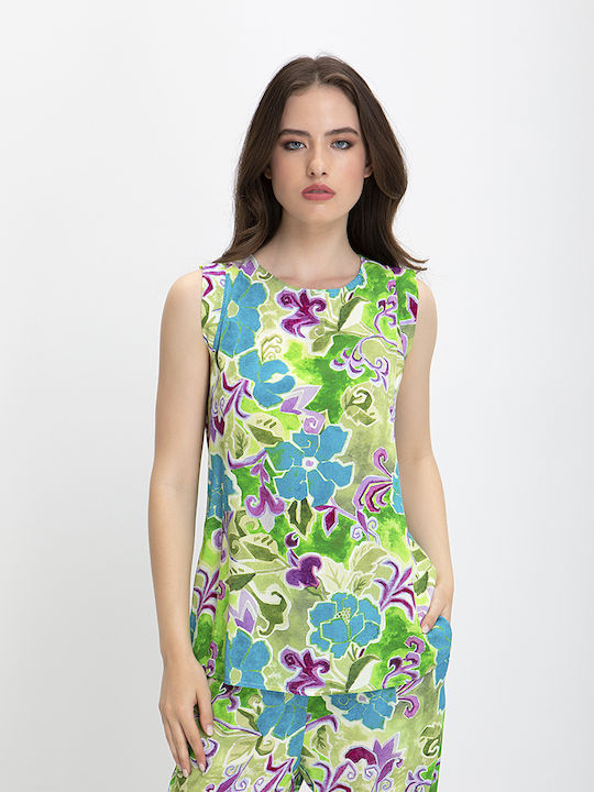 Laura Donini Women's Blouse Sleeveless Floral Multicolour