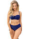 Underwire Bikini Set Bra & Slip Bottom with Detachable & Adjustable Straps Blue