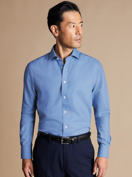 Charles Tyrwhitt Men's Shirt Long Sleeve Cotton Light Blue