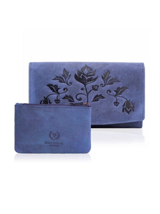Leather Women's Wallet Classic Navy Blue