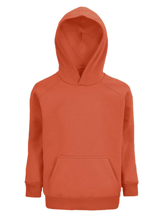 Kinder-Sweatshirt mit Kapuze und Taschen Orange