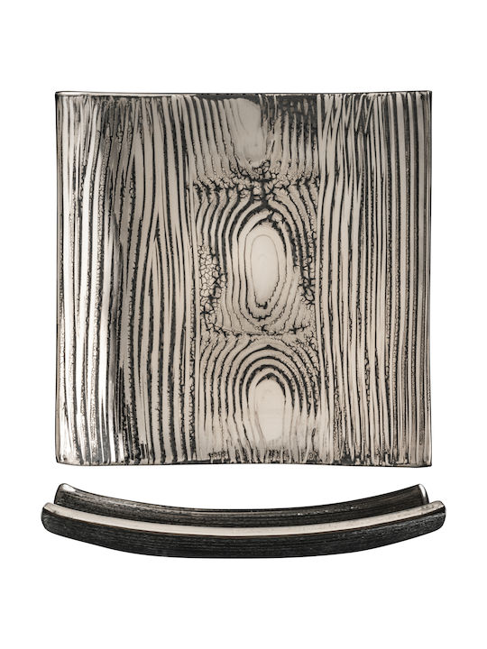 Eisch Serving Platter Square made of Porcelain Gray 15x15cm