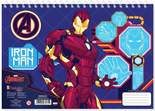 Diakakis Zeichenblöcke Iron Man A4 (21 x 29,7 cm) Verschiedene Designs oder Farben