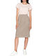 Jensen Linen High Waist Midi Skirt in Beige color