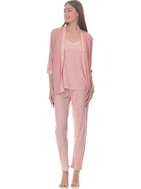 Sorrisino Sommer Damen Robe mit Pyjama Pink