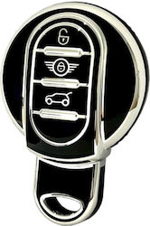 Car Key Cover Case made of with 3 Buttons for Mini Cooper in Black Color Car Key Cover Case made of with 3 Buttons for Mini Cooper in Black Color