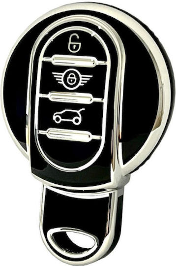 Car Key Cover Case made of with 3 Buttons for Mini Cooper in Black Color
