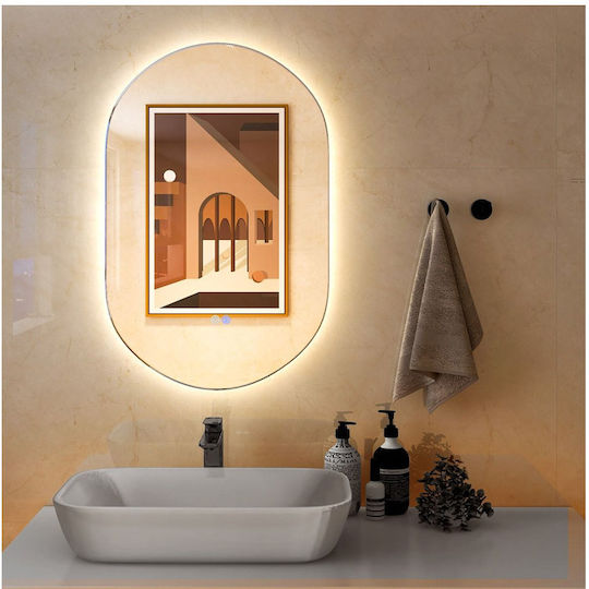 Costway BA7872DE Καθρέπτης Led Αφής 80x50cm Ασημί