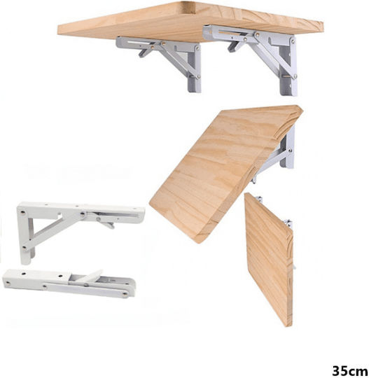 Foldable Metallic Shelf Brackets White 8745