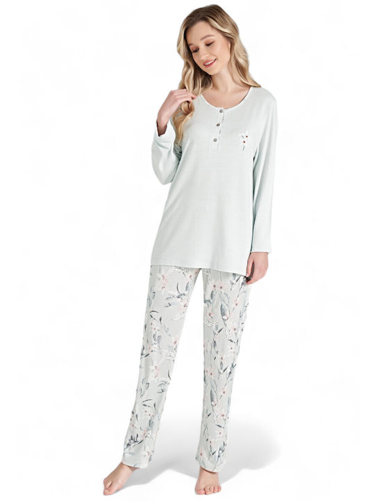 Closet22 Summer Women's Pyjama Set Pastel Floral - Mint