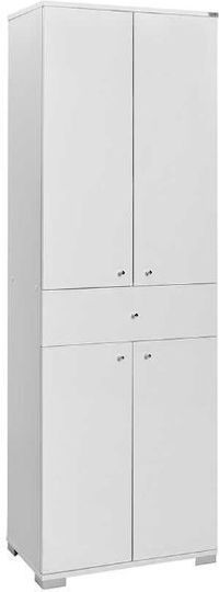 Diamond Two Door Wardrobe with 1 Drawer White 60x38x187cm