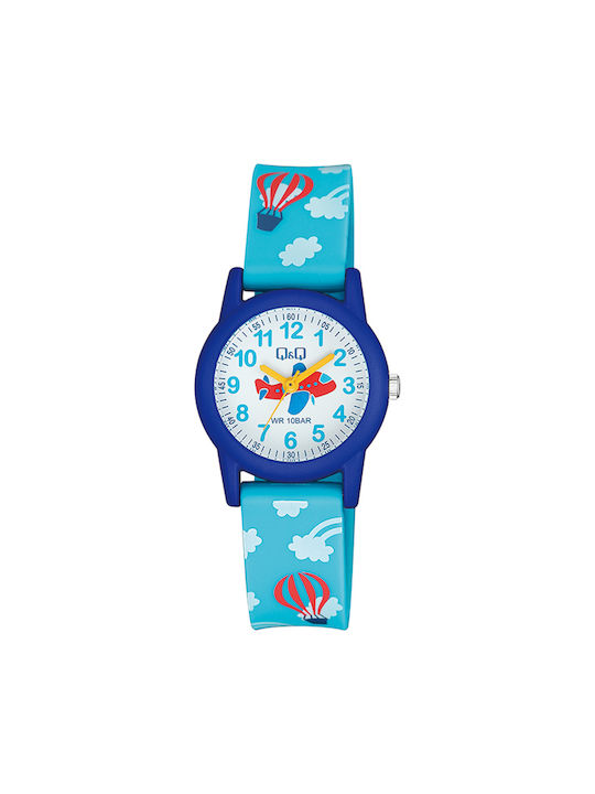 Q&Q Kinder Analoguhr mit Kautschuk/Plastik Armband Blau