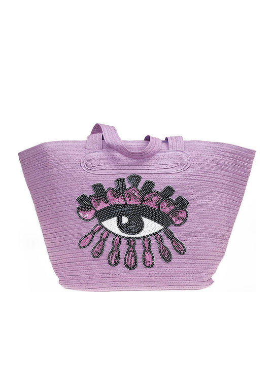 Verde Сламена Плажна чанта Lilac