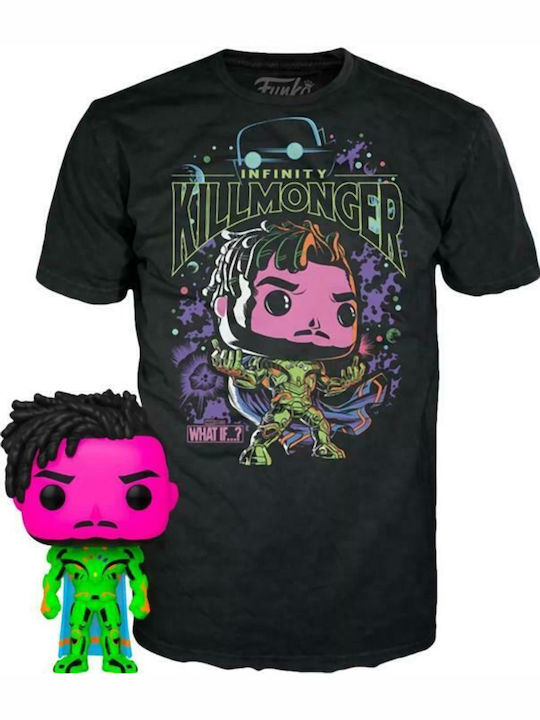 Funko Поп! Tees Marvel: Какво ще стане, ако...? - Infinity Killmonger (Черна светлина) (М) (Черна светлина) (L) Люлееща се глава Специално издание