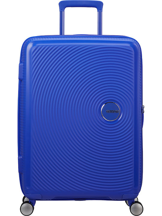 American Tourister Soundbox Spinner Exp 67/24 Medium Hard Suitcase Travel Cobalt Blue with 4 Wheels Height 67cm
