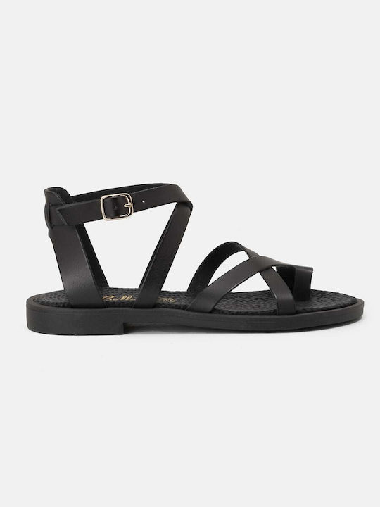 Bozikis Damen Flache Sandalen in Schwarz Farbe