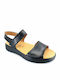 Leather Women's Flat Sandals Anatomic in Black Color