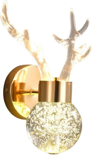 H21 Modern Wall Lamp with Integrated LED and Warm White Light Gold 8.5x8.5x21cm