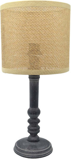 Ankor Wood Table Lamp for Socket E14 with Gray Shade and Base
