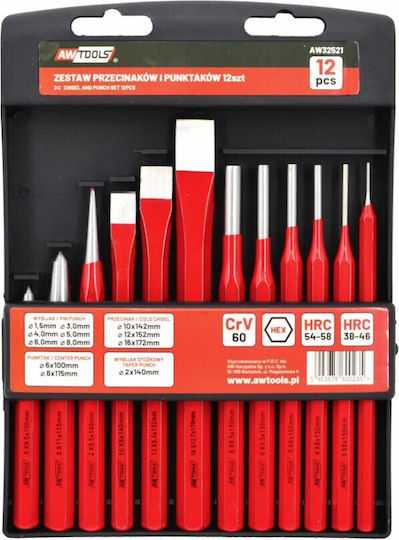 AW Tools Satz Meißel | Handpunzwerkzeuge 12 Stück 992-0498