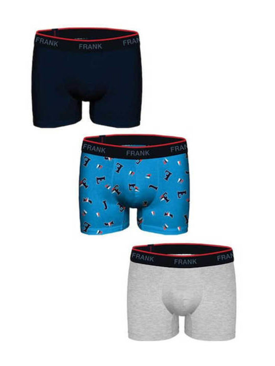 John Frank Ανδρικά Μποξεράκια Blue-grey 3Pack