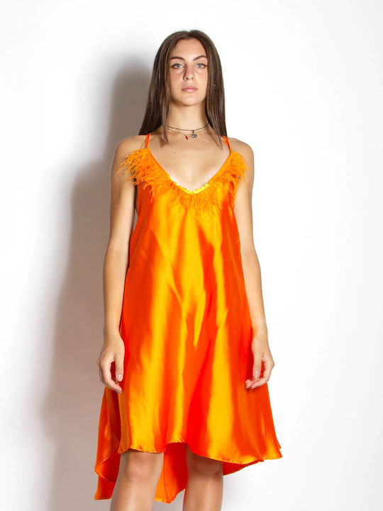 Hellen Batterr Sommer Mini Kleid für Hochzeit / Taufe Offener Rücken Orange