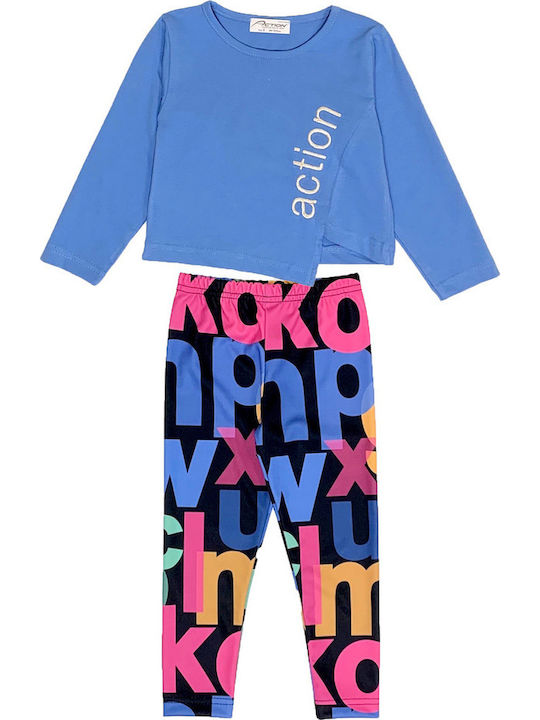 Kinder-Set mit Leggings Sommer 2Stück Blau