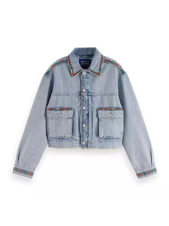 Scotch & Soda Women's Short Jean Jacket for Spring or Autumn Blue