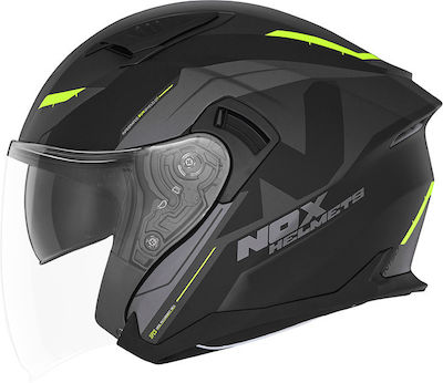 Nox N130 Klint Black/Yellow Matt Cască de motocicletă Jet ECE 22.06 1550gr cu vizor solar