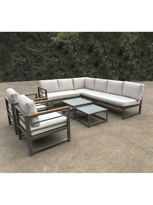 Outdoor Living Room Set with Pillows Marilian Charcoal 6pcs