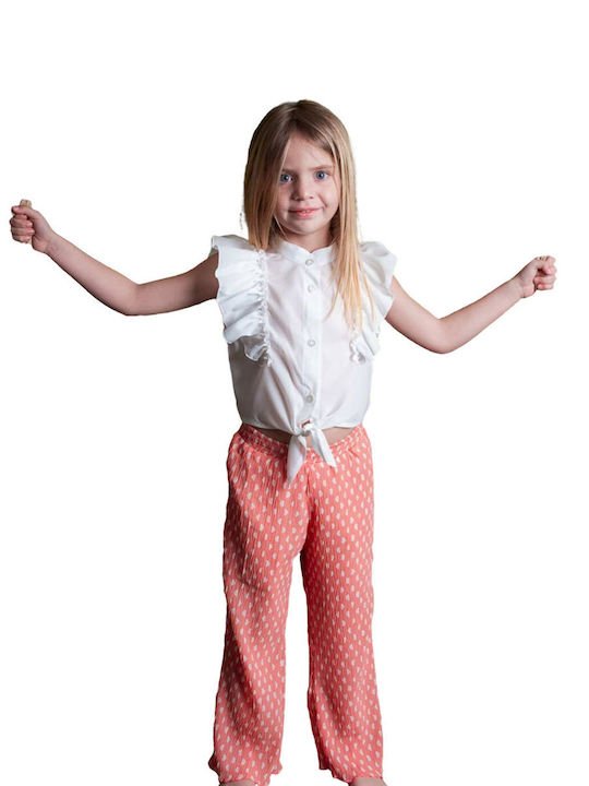 Serafino Set pentru copii cu Pantaloni Vara 2buc Alb