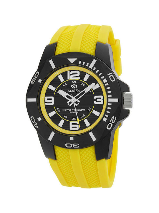 Marea Watch Battery with Yellow Rubber Strap