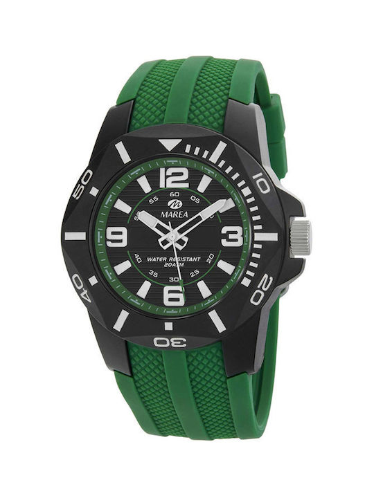 Marea Watch Battery with Green Rubber Strap