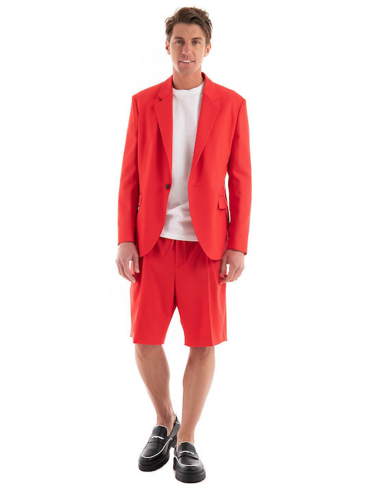 Hugo Boss Ανδρικό Κοστούμι με Κανονική Εφαρμογή Red