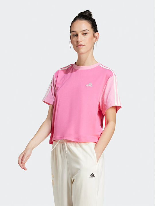 Adidas Essentials 3-stripes Γυναικείο Αθλητικό T-shirt Ροζ