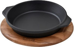 Cast Iron Σαγάνι Σερβιρίσματος Μαύρο Ξύλινη Βάση Φ16cm Σμάλτο 1 Στρώσεως 1 Ψήσιμο 1kg Lava Tg477518
