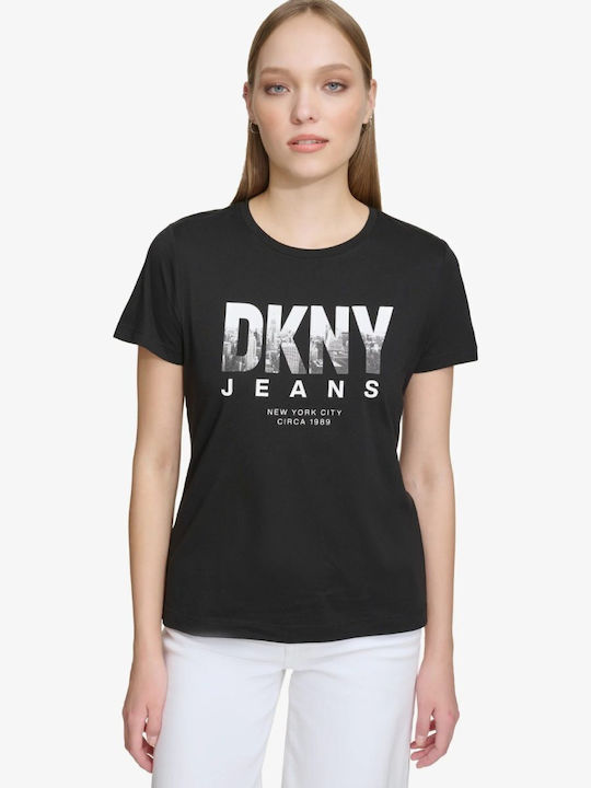 DKNY Damen Bluse Kurzärmelig Black