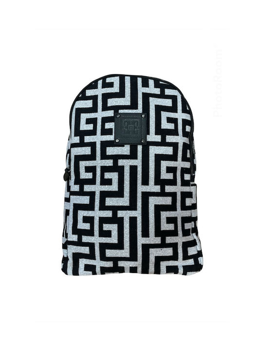 Midneto Kimon I Women's Bag Backpack Silver (Lurex) Black Labyrinth