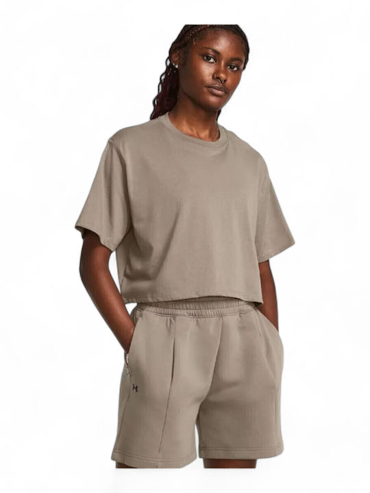 Campus Boxy Crop Γυναικείο Αθλητικό Crop Top Κοντομάνικο Καφέ
