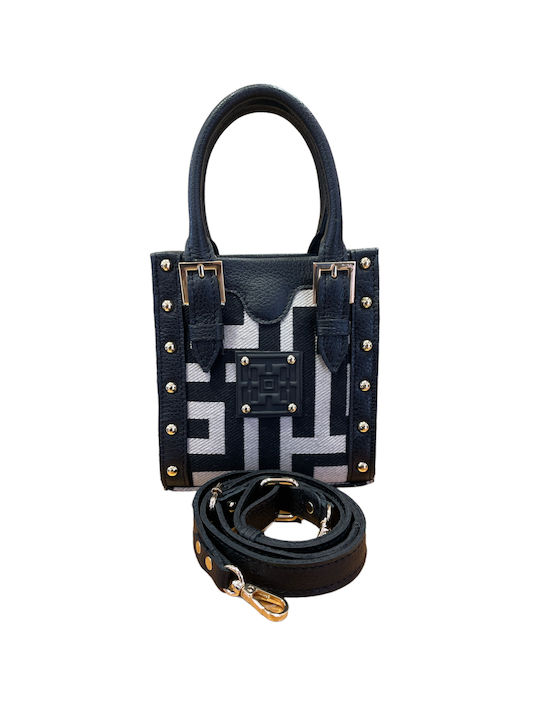 Midneto Artemis Mini Women's Bag Hand Black Beige Labyrinth