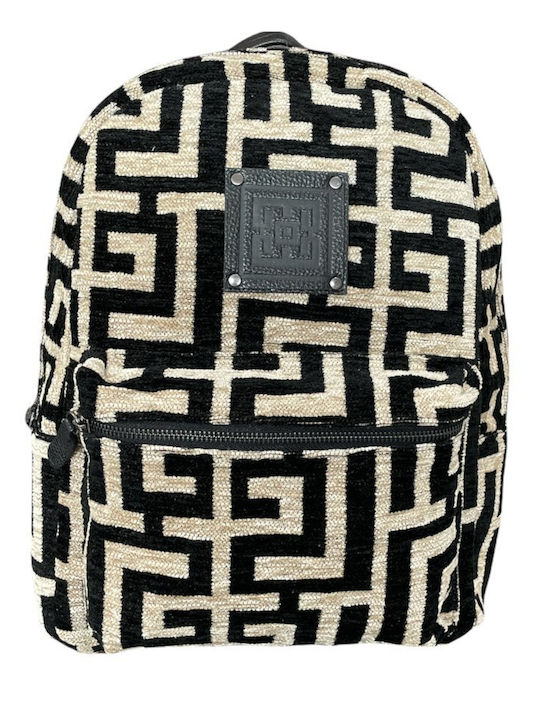 Midneto Polymnia I Women's Bag Backpack Beige Black Chenille Labyrinth