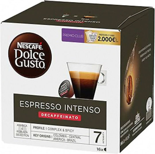 Nescafe Κάψουλες Espresso Intenso Decaffeine Συμβατές με Μηχανή Dolce Gusto 16caps