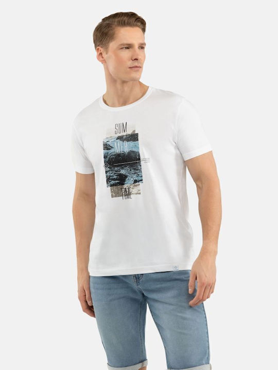 Volcano T-shirt Bărbătesc cu Mânecă Scurtă Alb