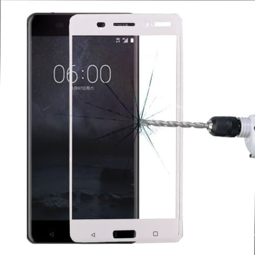 Kratzfest Vollflächig gehärtetes Glas Weiß (Nokia 6)