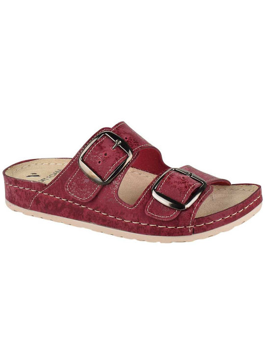 Vesna Damen Flache Sandalen Anatomisch in Burgundisch Farbe