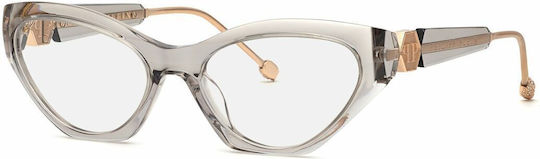 Philipp Plein Women's Prescription Eyeglass Frame Cat Eye Grey VPP069S 03GU